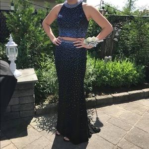 Black with light blue two piece Morilee gown